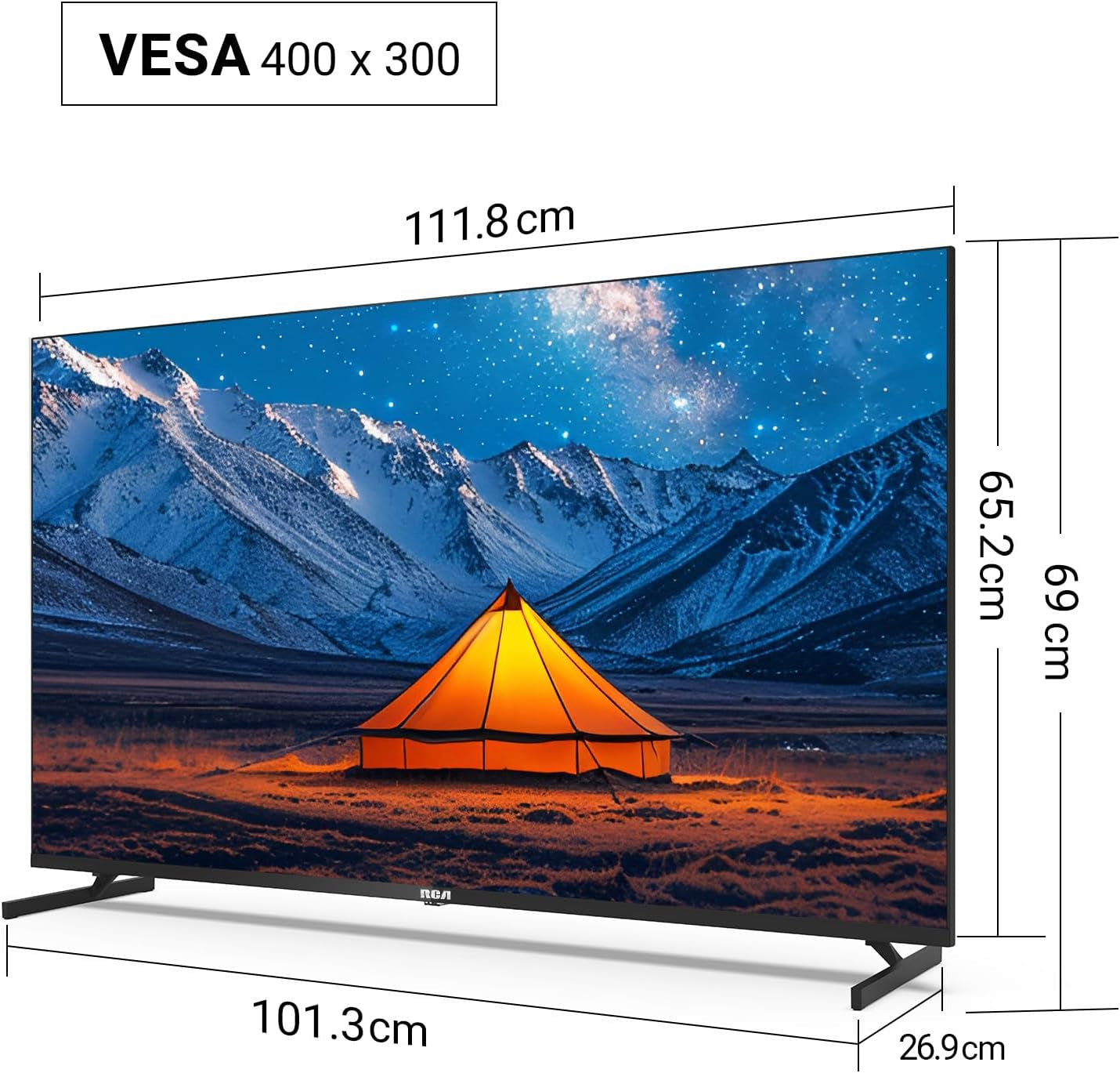 Televizor inteligent RCA de 50 de inci QLED 4K UHD HDR, Android TV, WiFi, Bluetooth