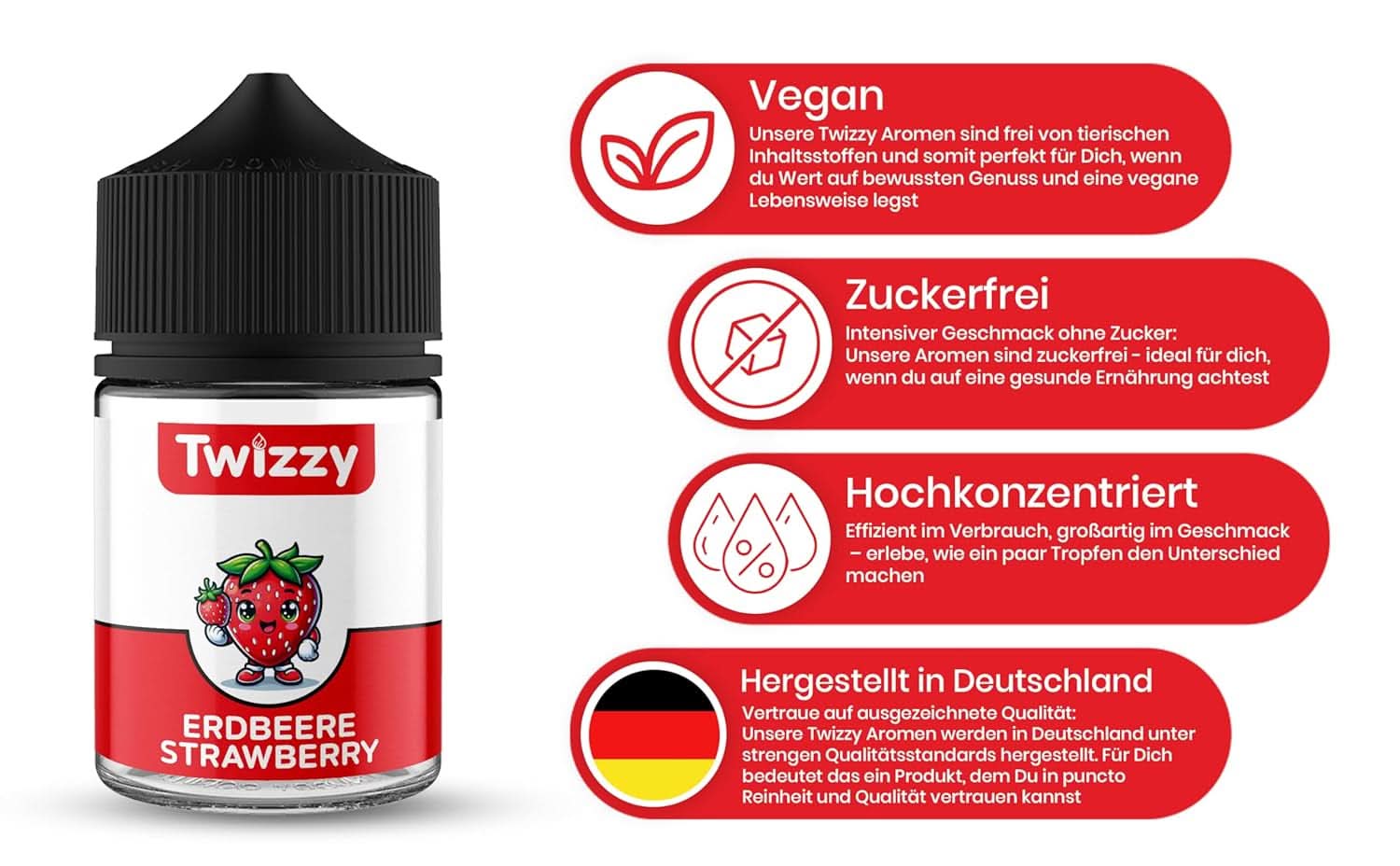 Twizzy Konzentriertes Erdbeeraroma, 60 ml Aromen Naty Shop