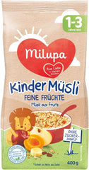 Milupa Kindermüsli feine Früchte – Müsli-Frühstücksflocken von 1 bis 3 Jahren, ohne Zuckerzusatz, 4 x 400g Mutter und Kind Naty Shop Feine Früchte 4 x 400 Gramm