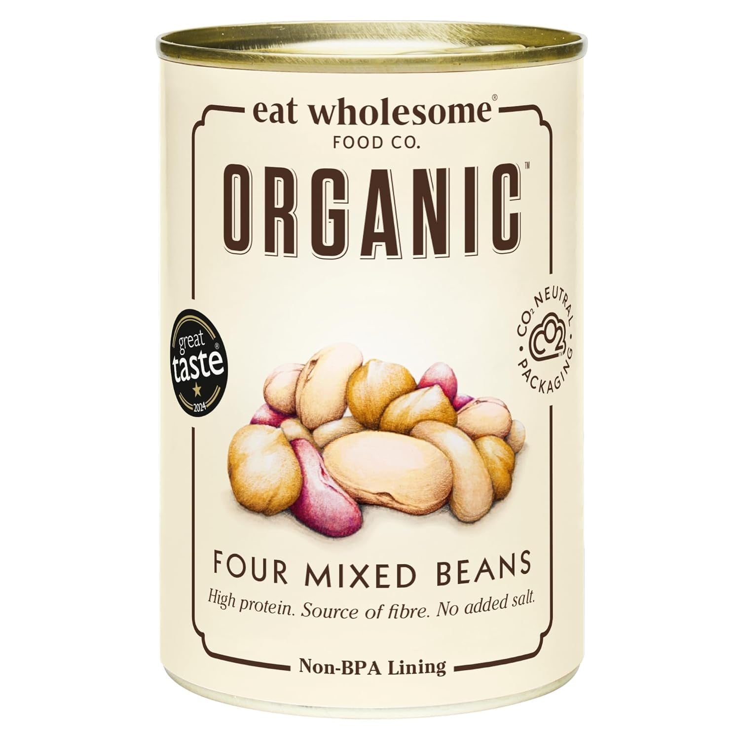 Năut organic Eat Wholesome, 400g (pachet de 12) - Gătit în apă, fără sare adăugată, 100% natural, sursă de proteine, vegan, căptușeală fără BPA și ambalaj neutru din punct de vedere al emisiilor de CO2