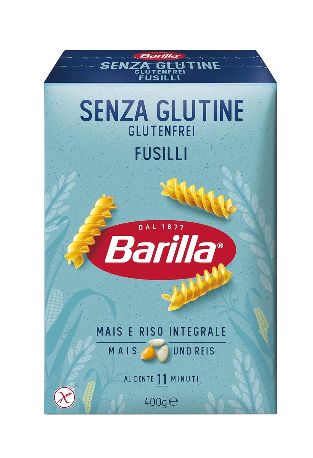 Paste Barilla Fusilli fără gluten, făcute din porumb și orez delicios – perfecte pentru persoanele cu boală celiacă sau intoleranță la gluten 400g