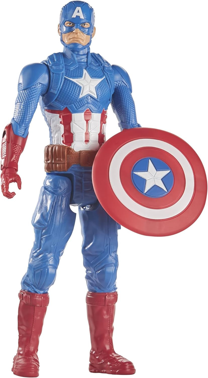 Marvel Avengers Titan Hero Series Blast Gear Captain America Actionfigur, 30 cm großes Spielzeug für Kinder ab 4 Jahren, blaue Actionfiguren, Naty Shop
