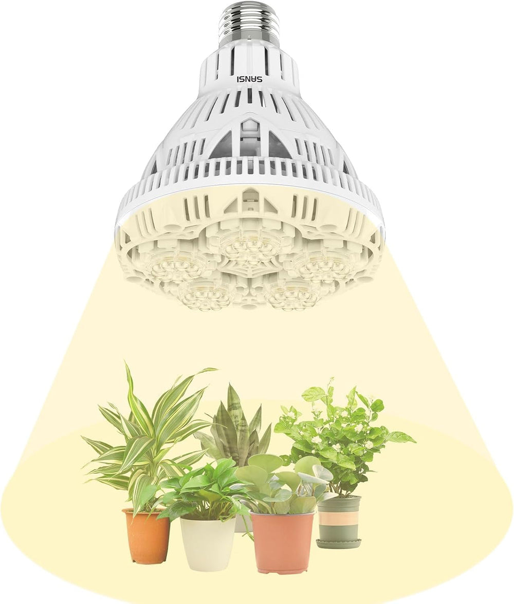 Lampă LED SANSI 36W cu spectru complet E27 pentru plante de interior, lampă LED de creștere cu lămpi de creștere PPFD ridicat pentru seră, grădină, flori, legume, hidroponică, dimensiune Ø11.5 * 13.3cm