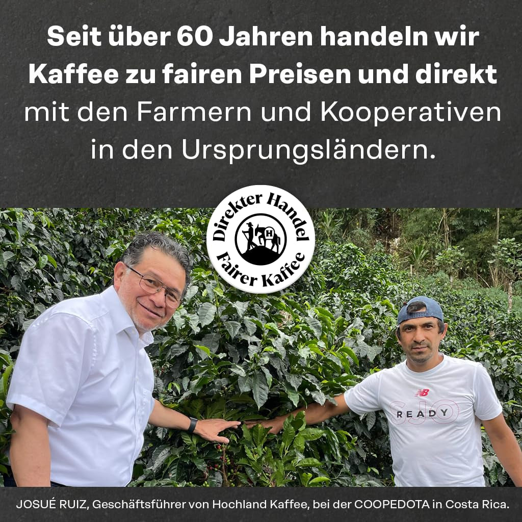 Highland Coffee – Espresso Decofeinizat (250g) – Decofeinizat, Puternic și Armonios – Ciocolată Neagră, Lemn de Cedru, Malț – Pentru Espressoare Portafilter și Automate – Arabica și Robusta – America Latină și India