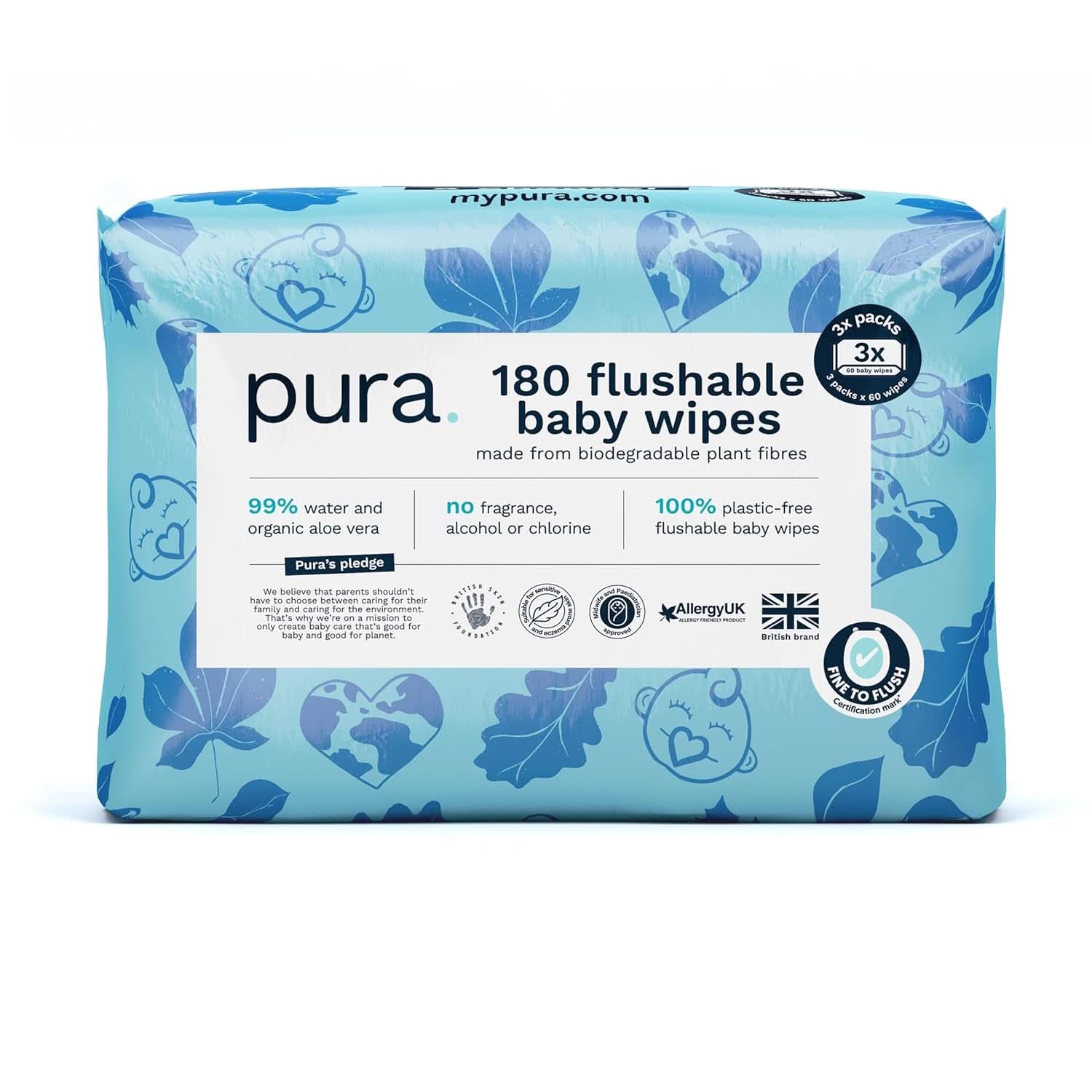 Umweltfreundliche Babytücher, 99 % Wasser, plastikfrei, biologisch abbaubar, empfindliche Ekzem-Feuchttücher für Neugeborene, Naty Shop