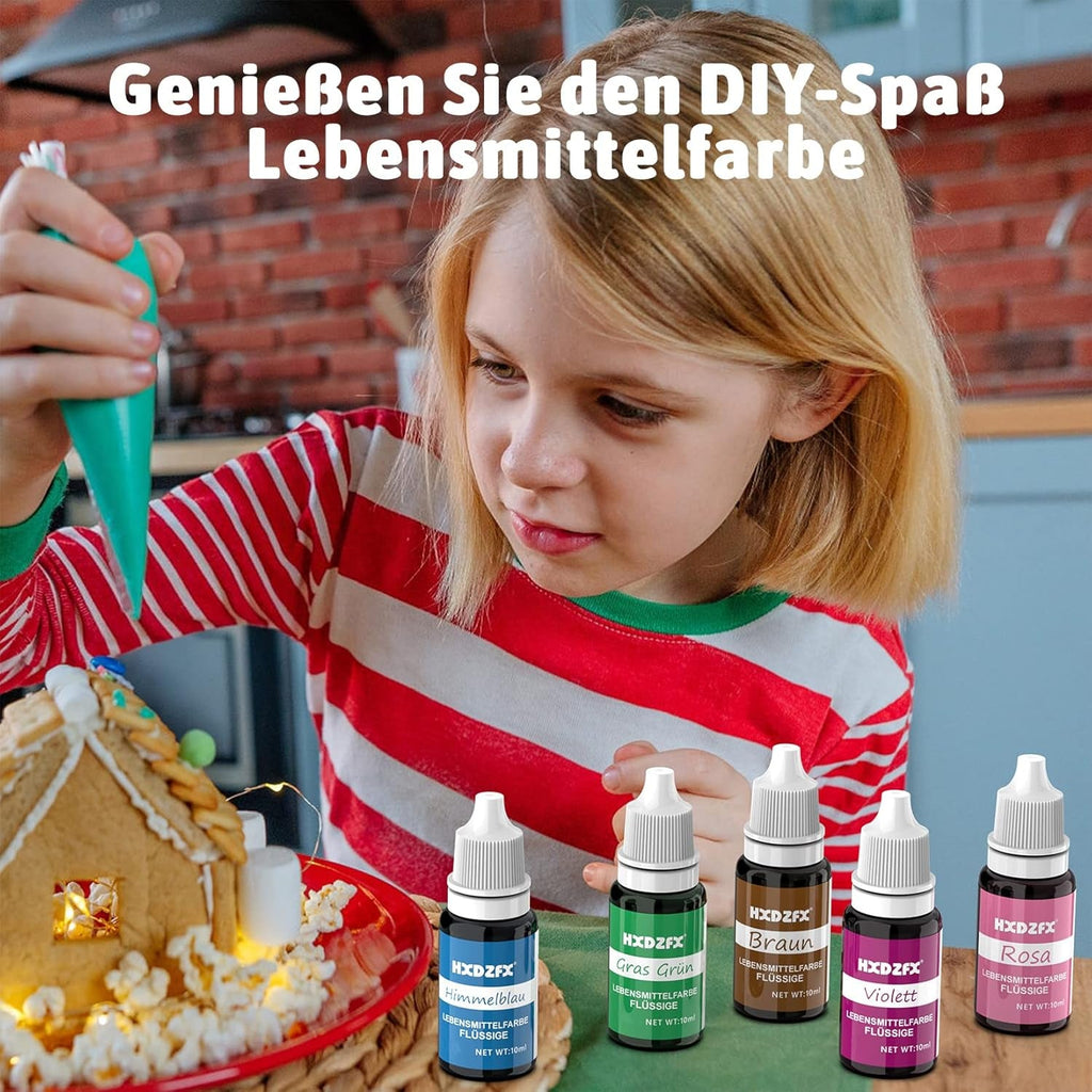 Colorant alimentar - Set alimentar lichid de 8 culori pentru decorarea torturilor, copt, colorant pentru ouă de Paște, colorant alimentar foarte concentrat pentru decorarea torturilor, meșteșuguri DIY, săpunuri - 10 ml fiecare