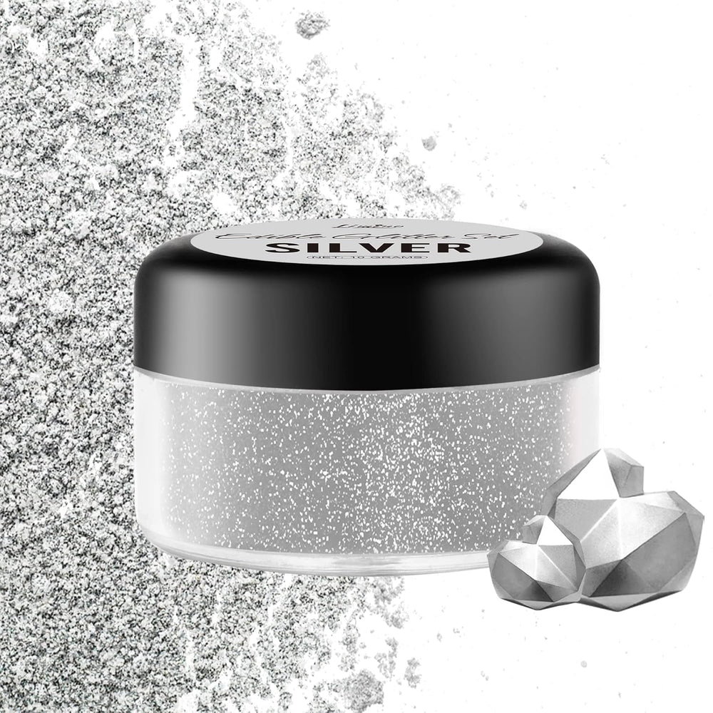Glitter comestibil, 10 grame, diverse culori Glitter Naty Shop Argintiu