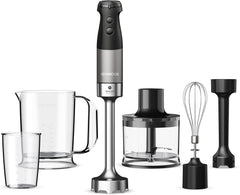 Kenwood Triblade XL Pro Stabmixer HBM80.322BK, 1200W, Variable Speeds, Edelstahl(Pürierfuß), Schneebesen, Emulgieraufsatz, 500Ml Zerkleiner, 700 & 250Ml Becher, Spülmaschinenfeste Teile Bucatarie Naty Shop Schwarz Hbm80.322Bk