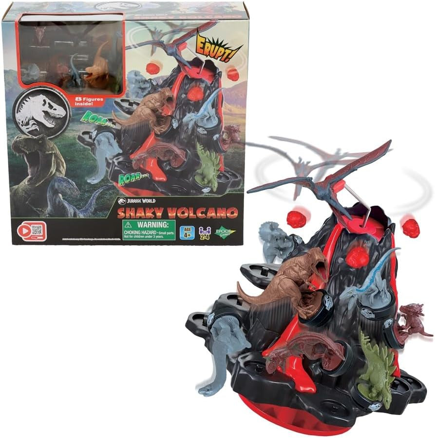 EPOCH Games - Jurassic World Shaky Volcano, 7509, Dinosaurier Spielzeug, Brettspiel für Kinder ab 4 Jahren