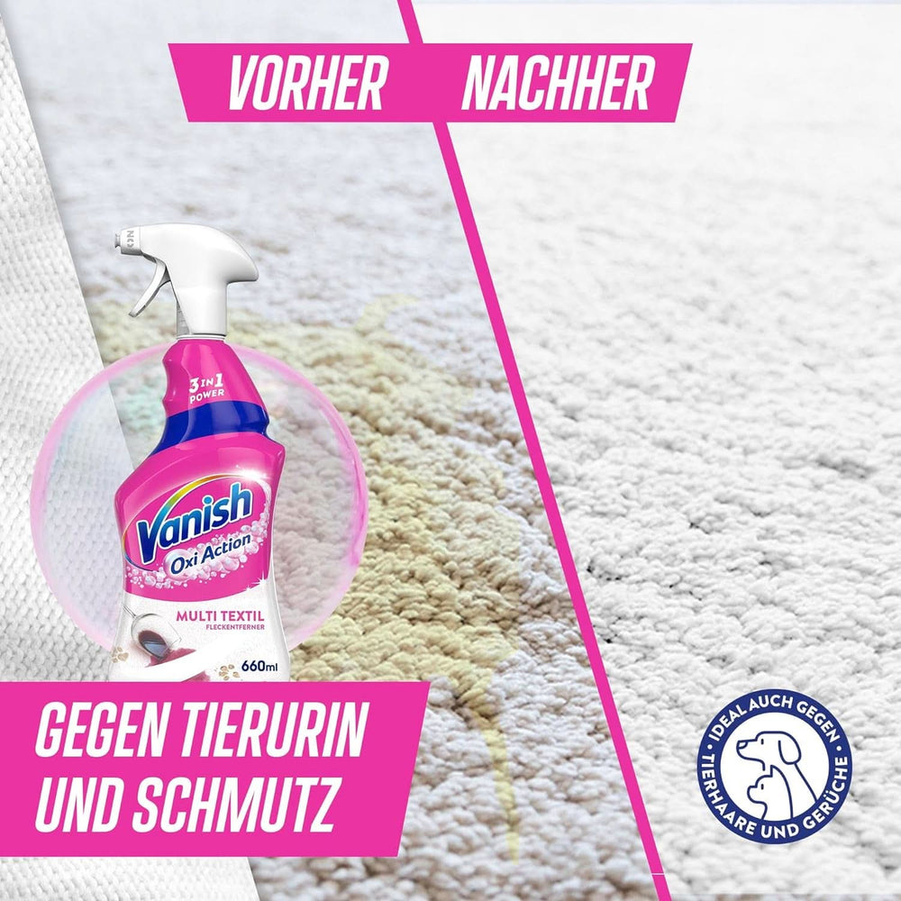 Vanish Oxi Action Multi – Textil-Fleckenentferner-Spray – 660 ml – Textilwaschmittel für Teppiche und Polster – gegen Schmutz und Uringeruch Naty Shop
