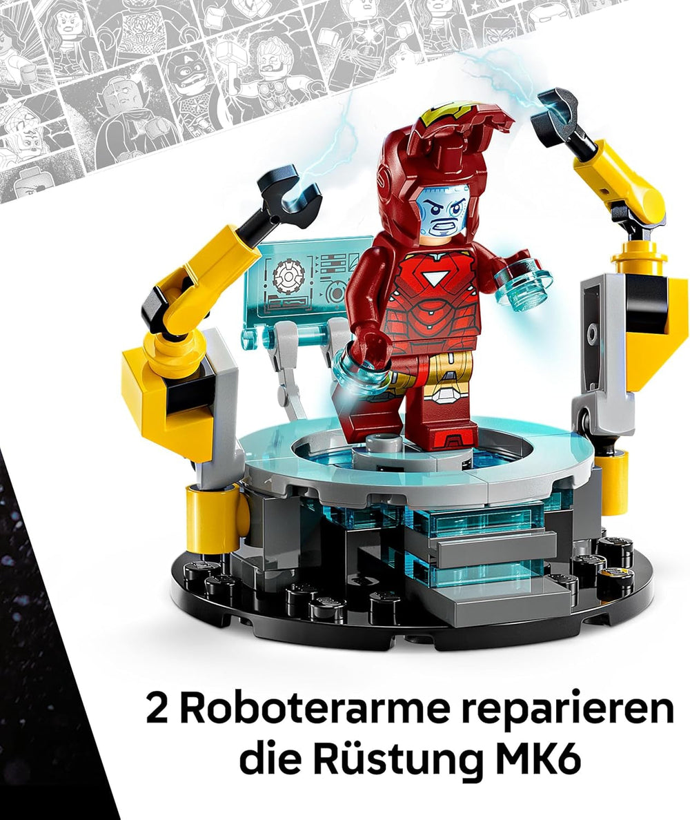 LEGO | Marvel Iron Mans Labor: Halle der Rüstungen - Superhelden Spielzeug mit Einer Mech Figur, 5 Minifiguren inkl. Aldrich Killian - Avengers Geschenk für Jungen und Mädchen ab 8 Jahren 76315