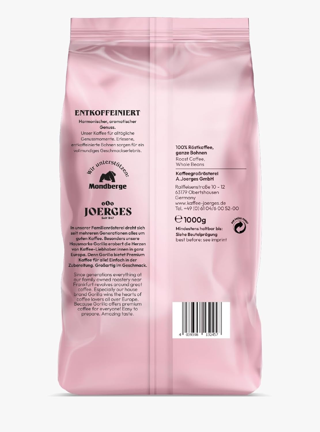 GORILLA Espresso 1 Kg, Decaffeinizată, boabe întregi Cafea Naty Shop