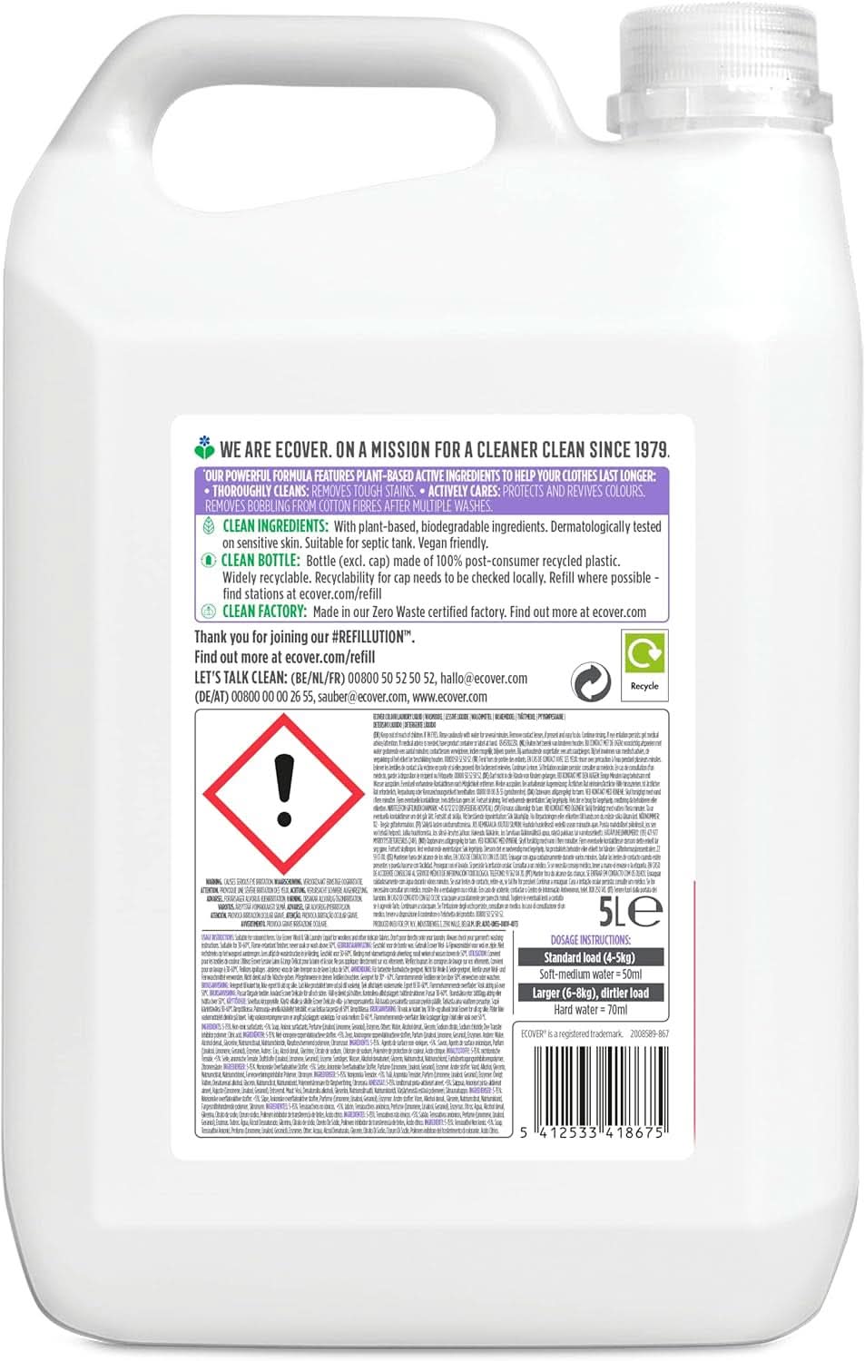 Ecover Color Apple Blossom & Freesia Waschmittel, Flüssigwaschmittel mit pflanzlichen Inhaltsstoffen zur Konservierung und zum Schutz der Kleidung Naty Shop