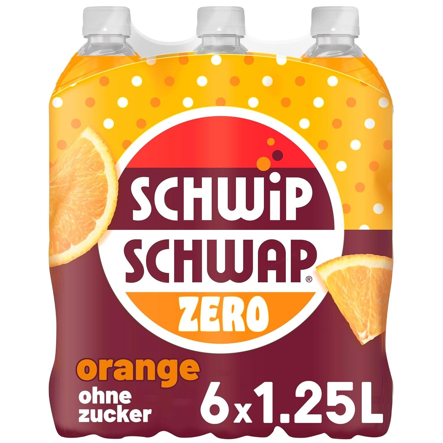 Schwip Schwap Zero Orange, Erfrischungsgetränk mit Orangengeschmack, Set 6 x 1,25 Liter Alkoholfreie Getränke Naty Shop