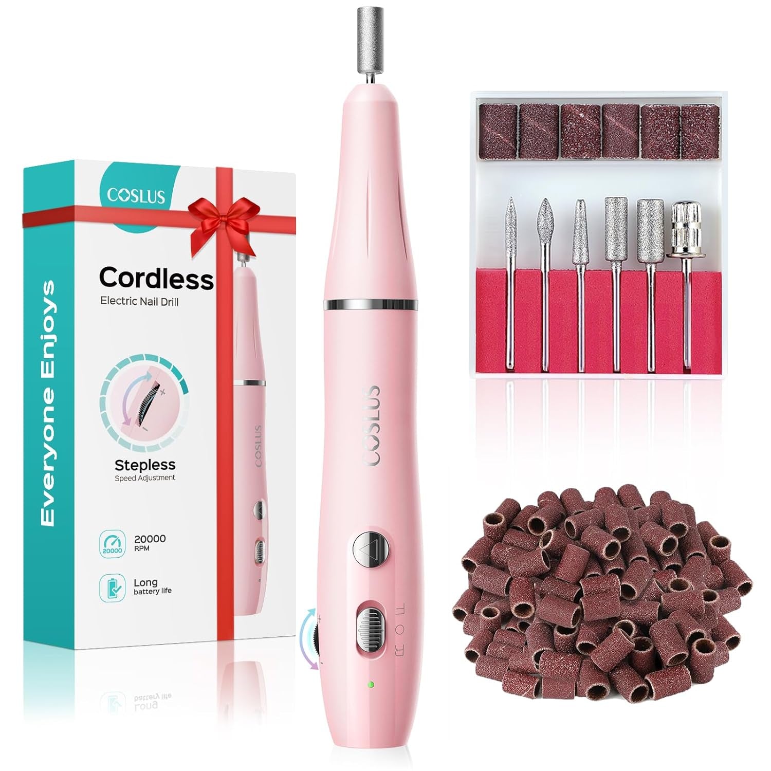 COSLUS Nagelfräser Kabellos Tragbar Für Gelnägel: Elektrische Nagelfeile Stufenloser Geschwindigkeitsregelung Für Maniküre Pediküre Und Acrylnägel Plastik Nail Drill Für Anfänger & Nagelstudio Zuhause