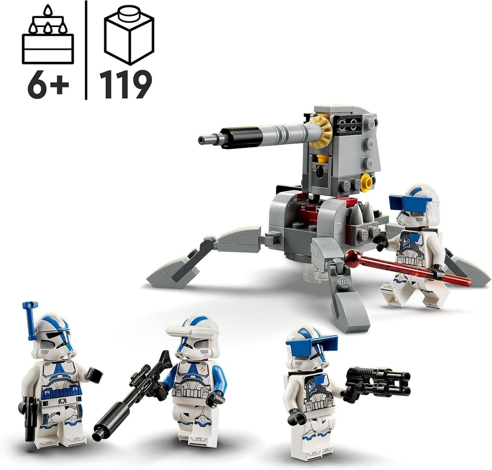 LEGO 75345 Star Wars 501St Clone Troopers Battle Pack Set cu vehicule și 4 figurine, jucărie construibilă cu tun AV-7 anti-vehicul și trăgător cu arc Seturi de constructie Besuche den LEGO-Store