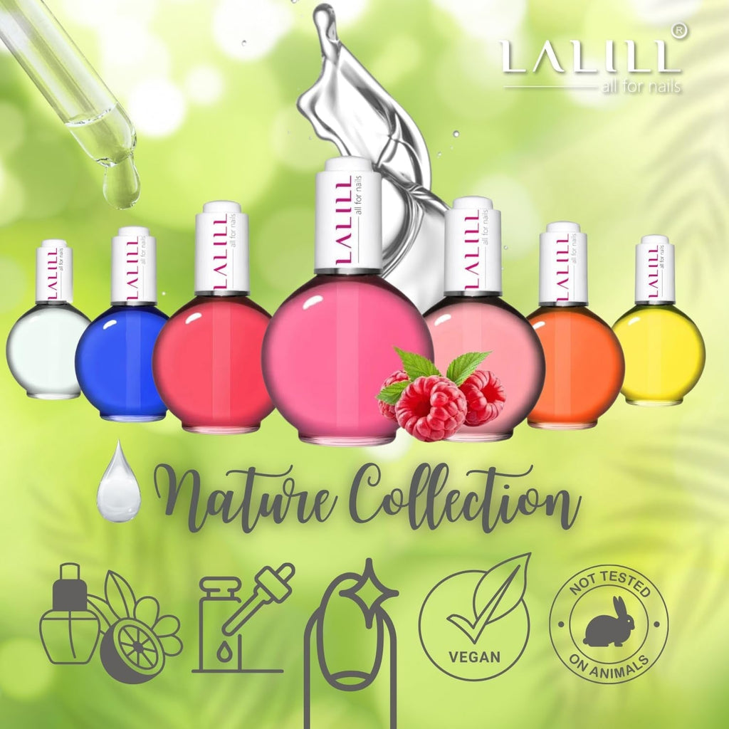 LALILL Nail Cuticle Oil 75Ml - Himbeere Nagelpflegeöl - Nagelöl Pflege Für Nägel Nagelhaut - SPA Maniküre Naildesign Hände - Vegan - Mit Pipette
