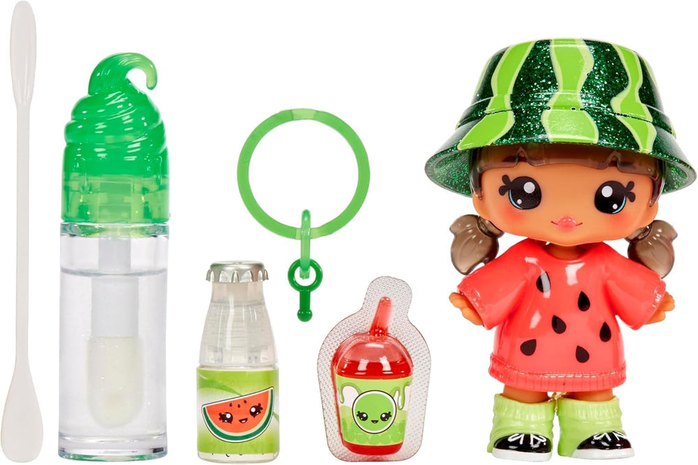 Yummiland Lipgloss-Puppe – Mystery Chase – inklusive DIY-Lipgloss-Set, geeignet für Kinder ab 4 Jahren, Naty Shop Dolls Watermelon Maya Serie 1