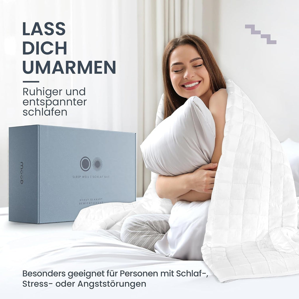 Pătură terapeutică de 7 kg I 135X200Cm I Pentru somn odihnitor I Pătură ponderată de înaltă calitate din bumbac respirabil I Reducătoare de stres și terapeutică - Inclusiv cutie de ambalare cu mâner de transport Paturi si Cuverturi Besuche den mÃ¼Ã¼d-Store
