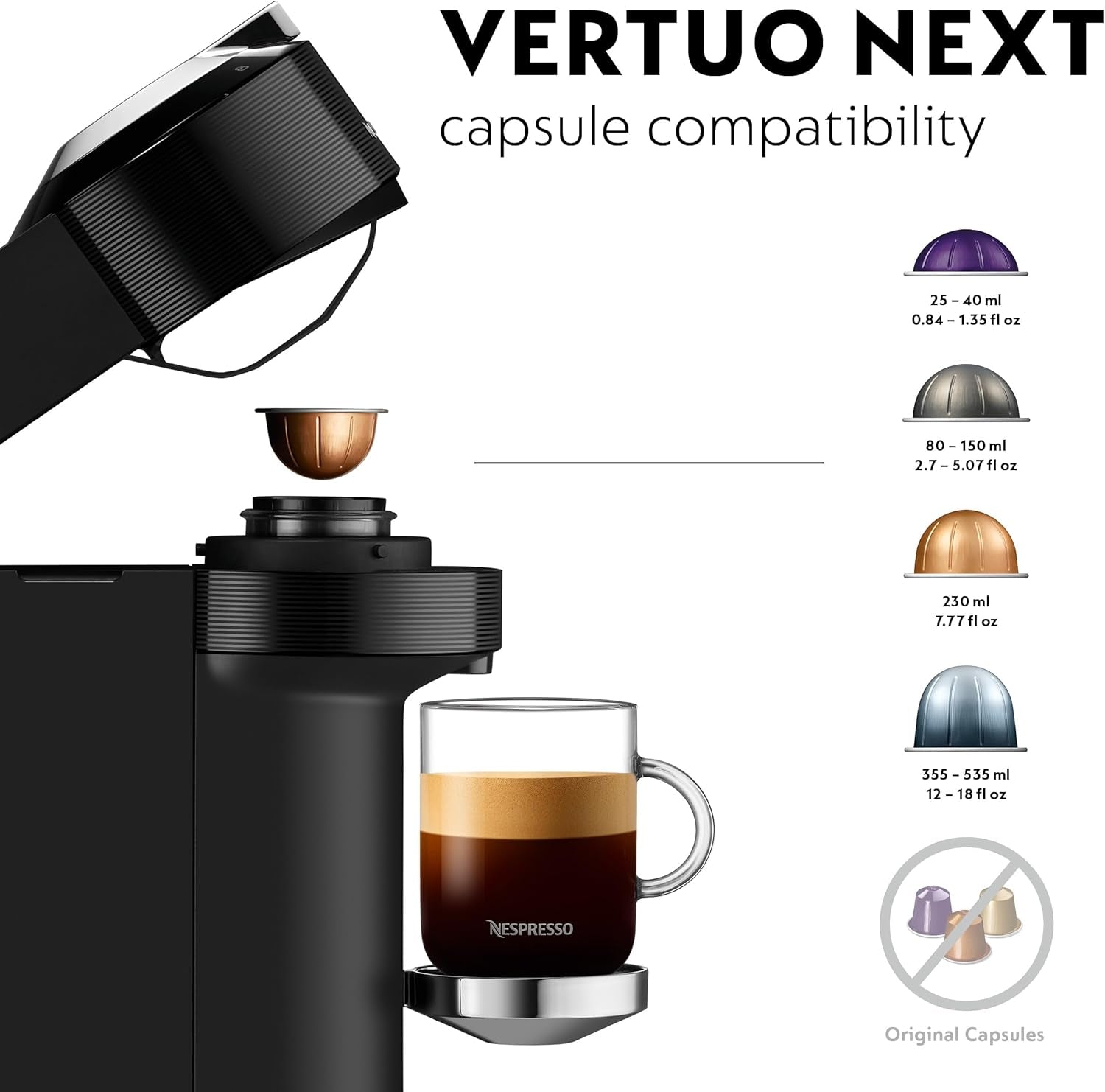 Aparat de cafea Nespresso De'Longhi Vertuo Next, ENV120.BM, negru mat