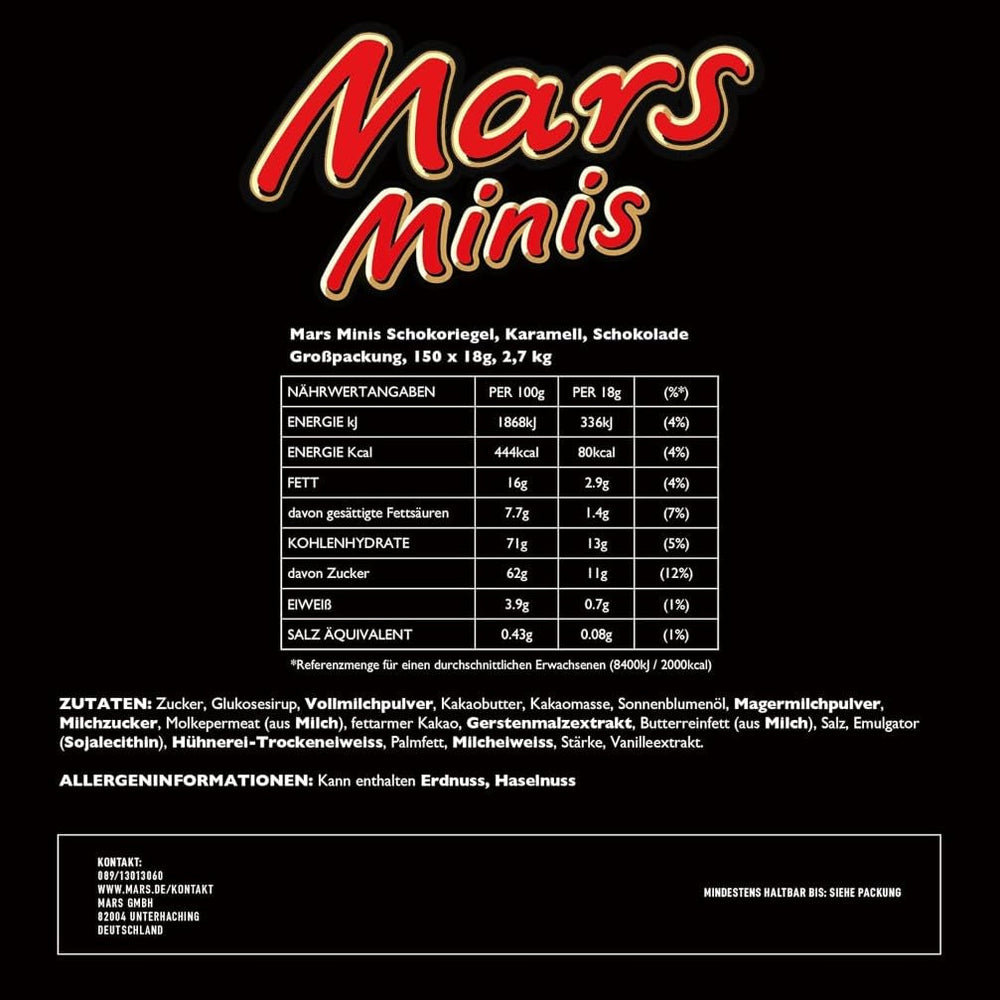 Batoane de ciocolată Mars Minis | Pachet vrac de ciocolată | Caramel | 150 x 18g