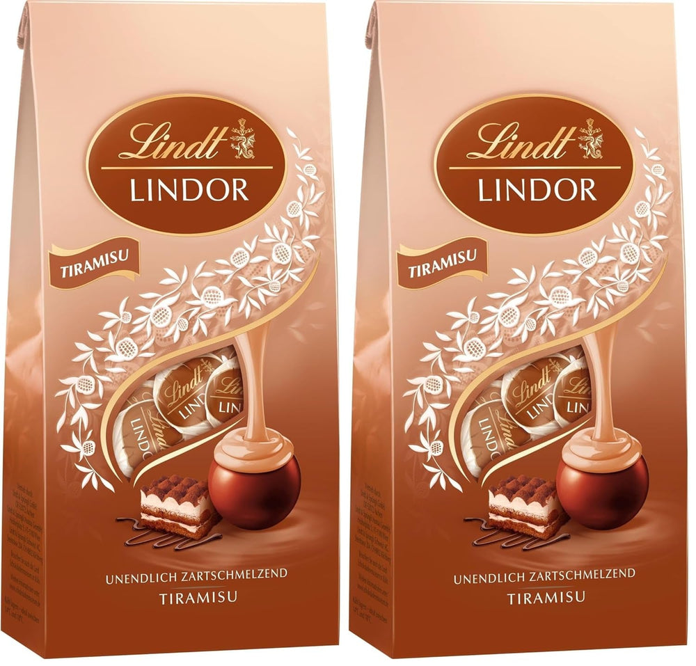 Lindt Chocolate | Pungă LINDOR Tiramisu | 137g | 11 Bile de Ciocolată cu Lapte cu Umplutură de Tiramisu care se Topește în Gură | Cadou de Ciocolată