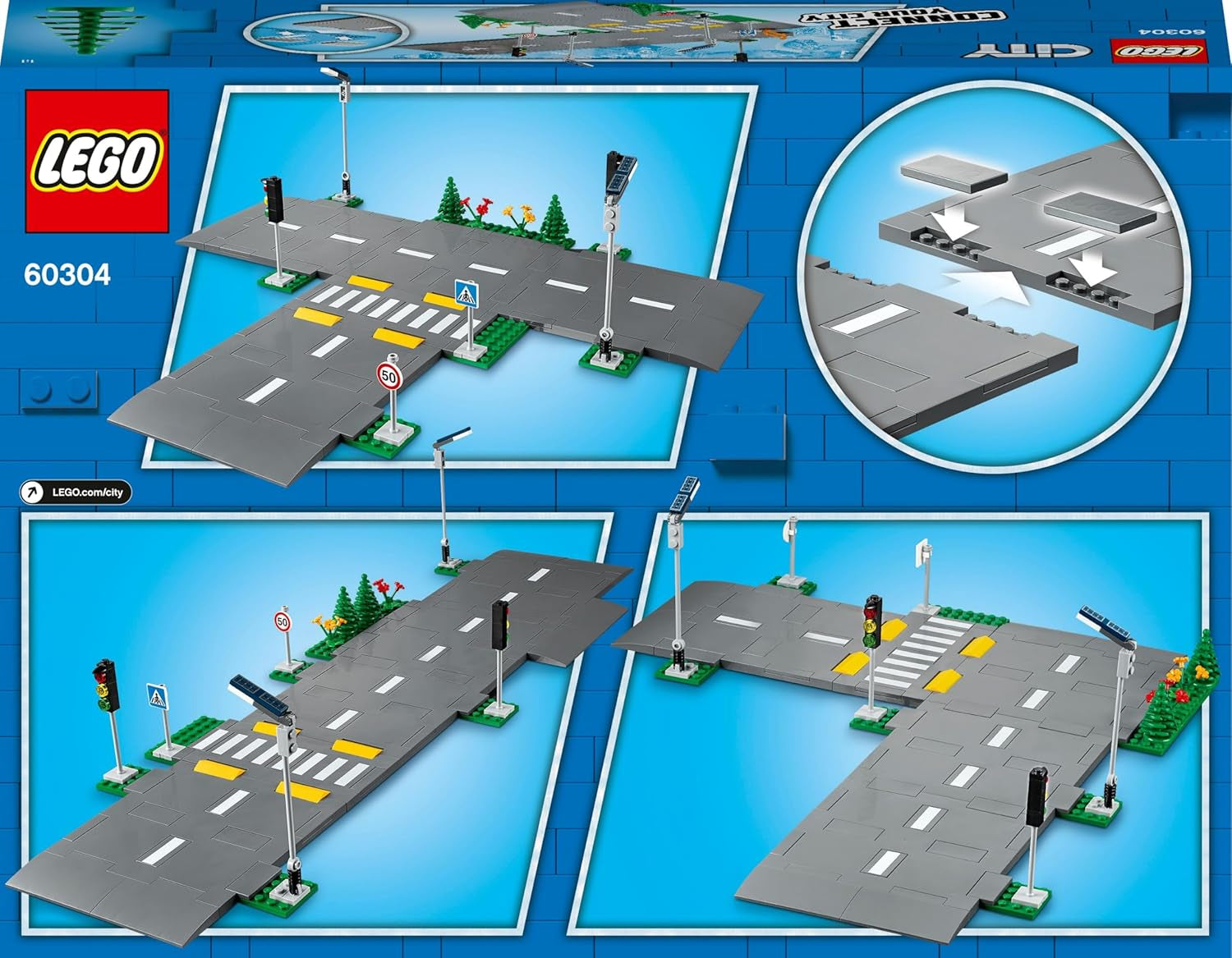 LEGO City Straßenkreuzung mit Ampeln, Bauset mit im Dunkeln leuchtenden Steinen 60304