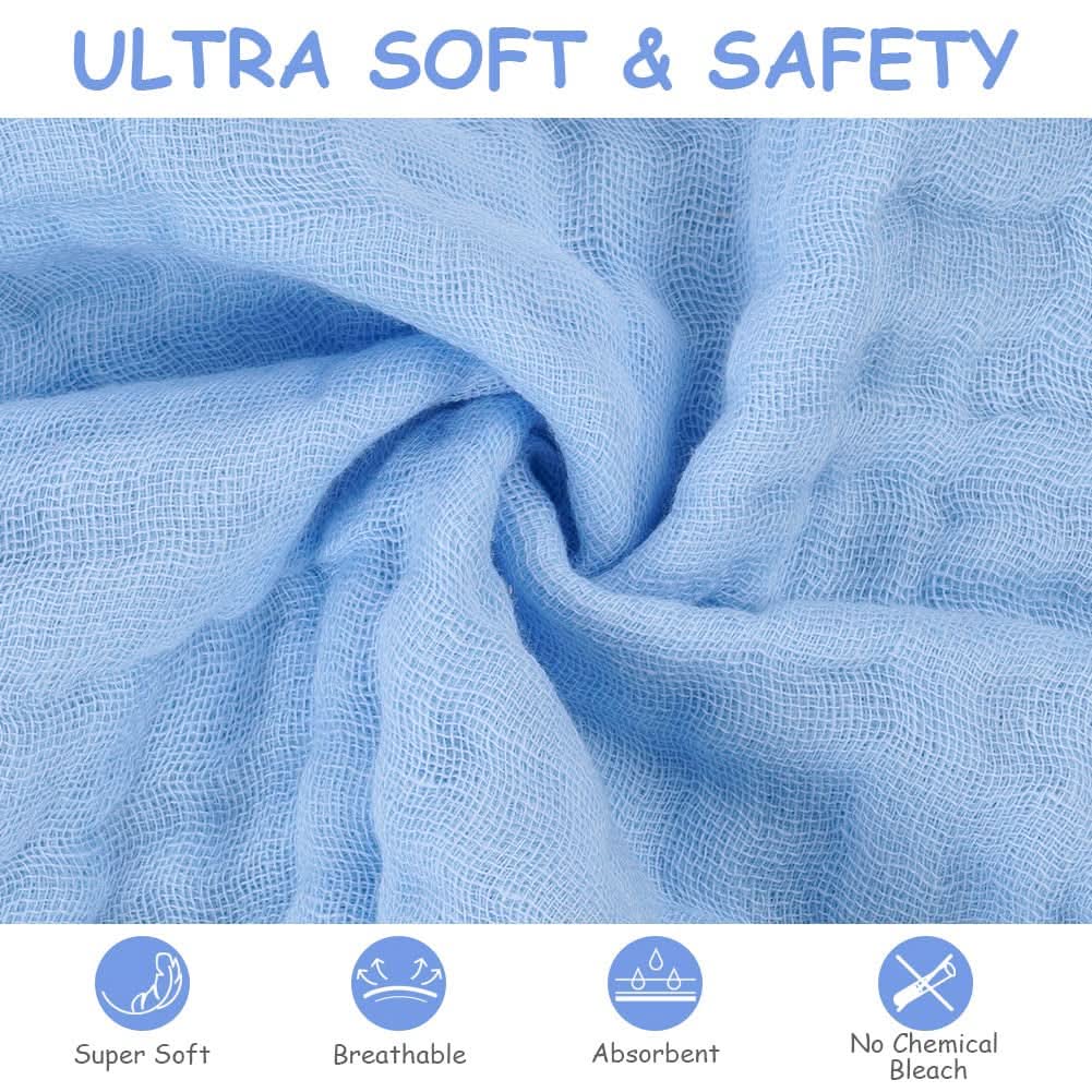 Baby-Musselin-Handtücher, Packung mit 8 saugfähigen Handtüchern aus Bio-Baumwolle, 25 x 25 cm. Mutter und Baby Naty Shop