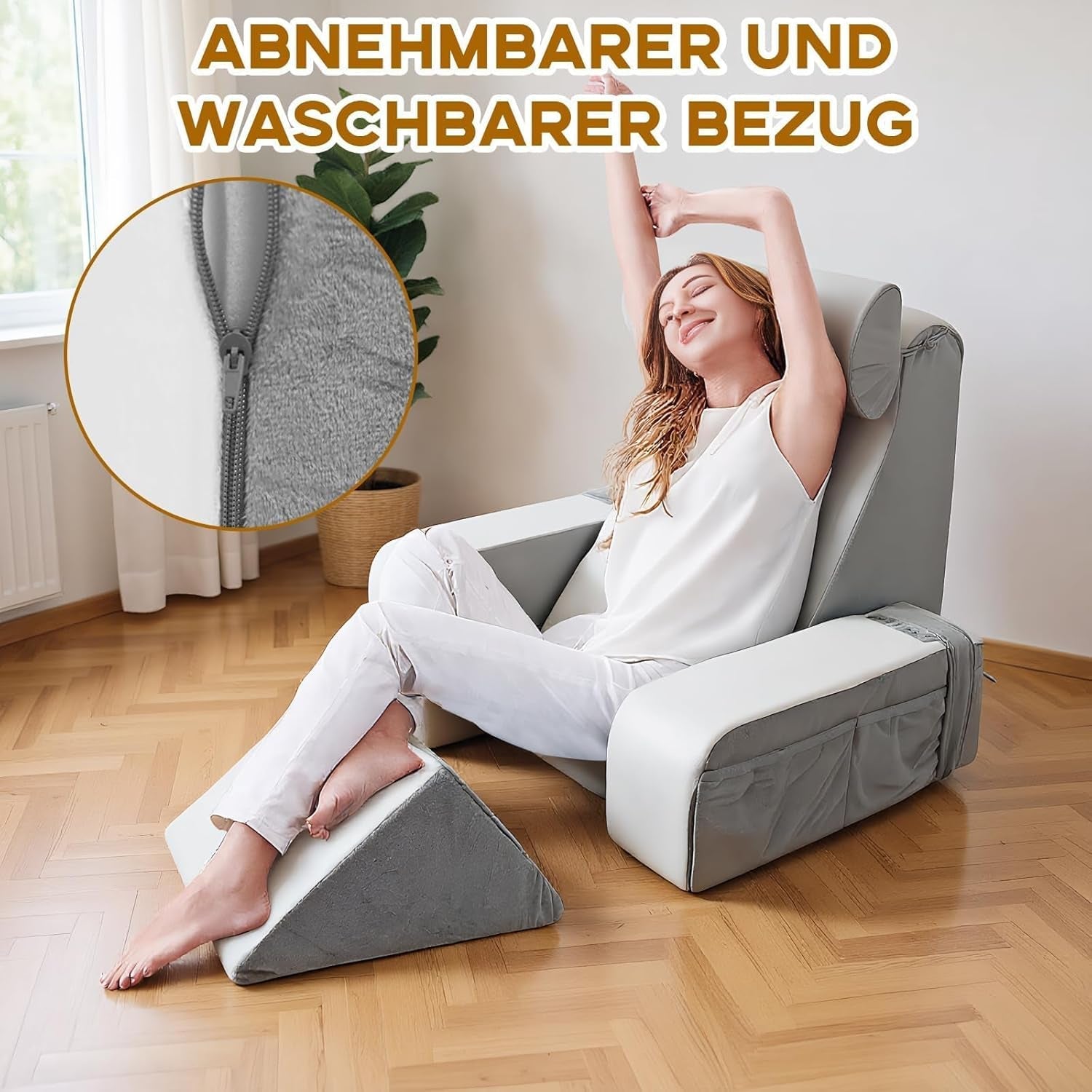 Pernă de citit cu suport pentru gât și cotieră detașabile, pernă de spate confortabilă și ușoară pentru pat și canapea, pernă de spate pentru adulți, spătar din spumă cu memorie pentru citit, vizionat la televizor și jocuri video