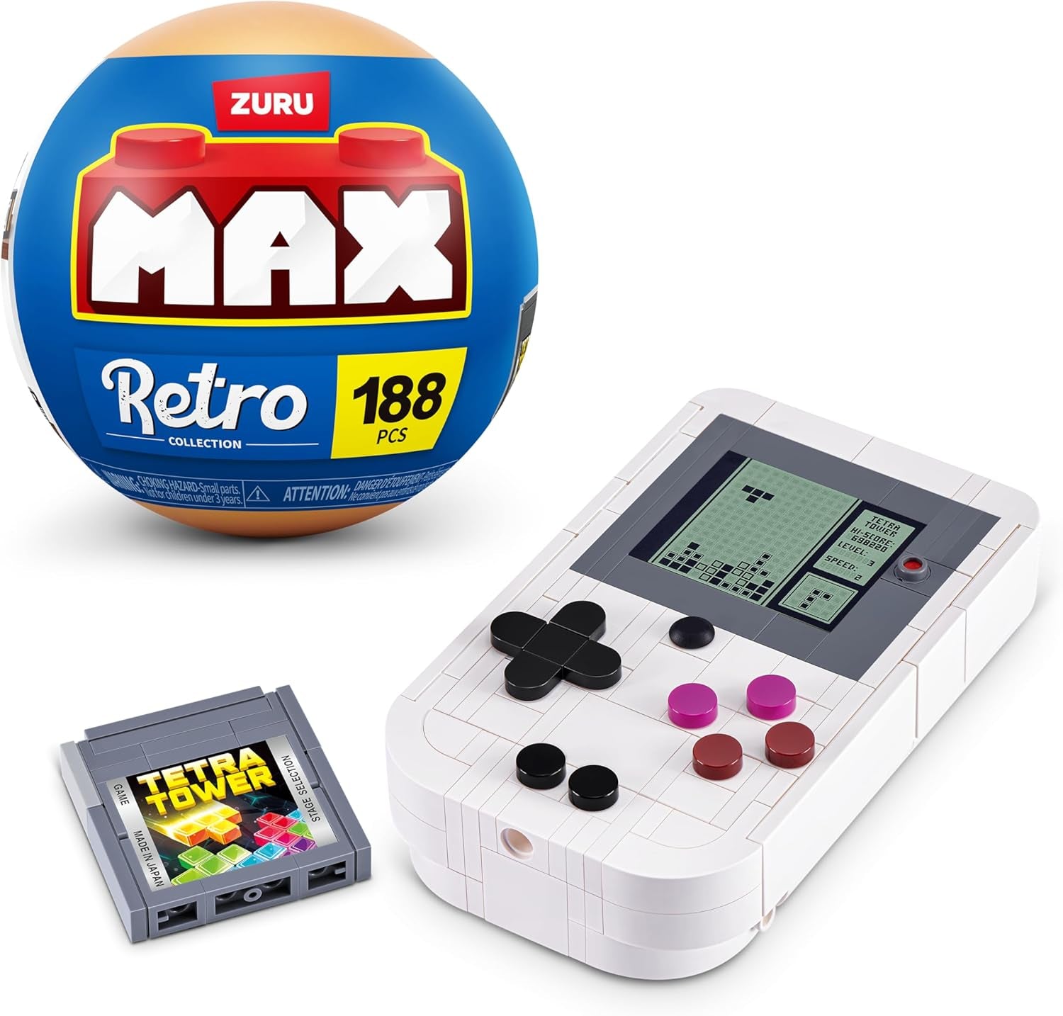 Max Build More Premium Retro Serie 2 (Kamera & Handheld-Spielkonsole) von ZURU – Unboxing-Spielzeug & Klemmbausteine Sammelfiguren Minis mit bis zu 340Teilen, 4 Retro Designs zum Bauen & Ausstellen