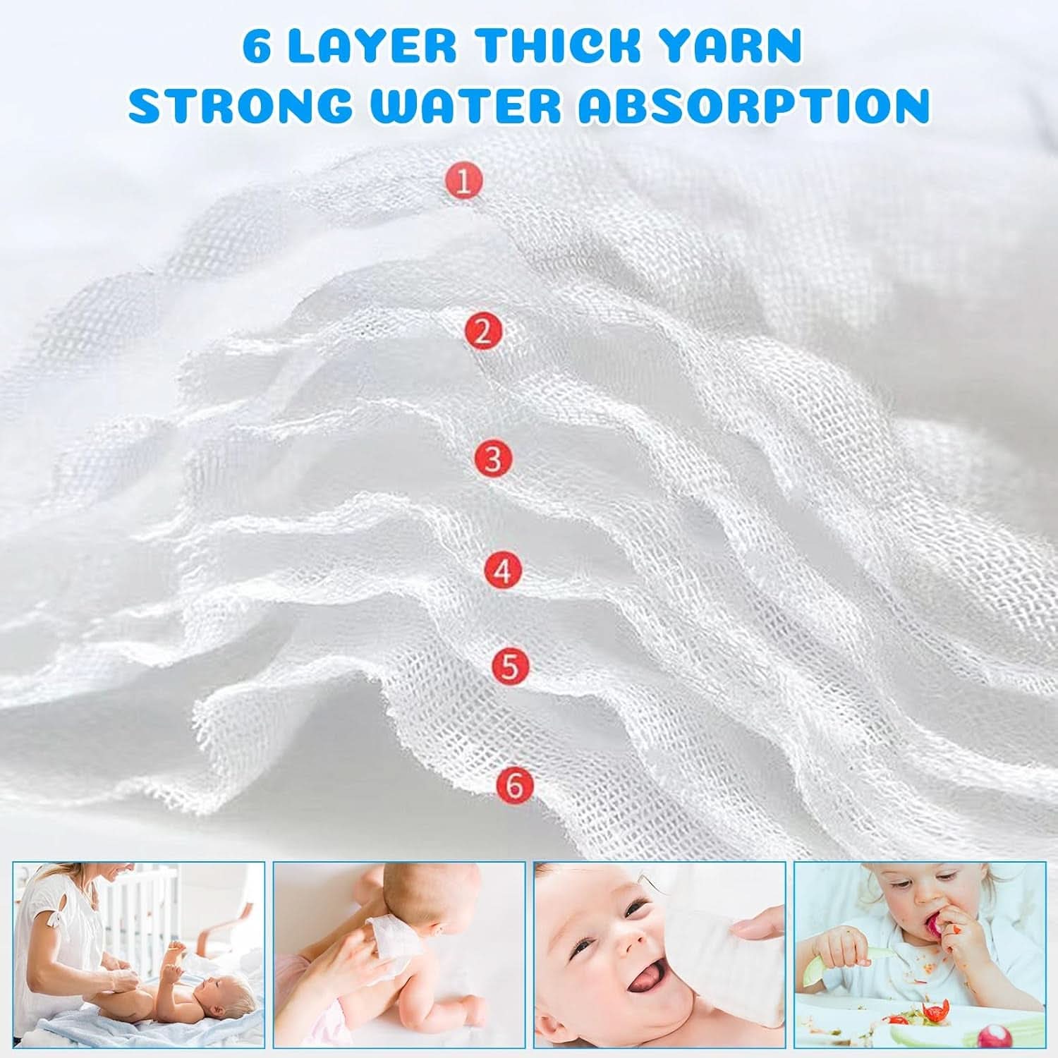 EXTSUD Babywaschlappen, 10er-Pack Musselin-Babyhandtücher Mutter und Kind Naty Shop