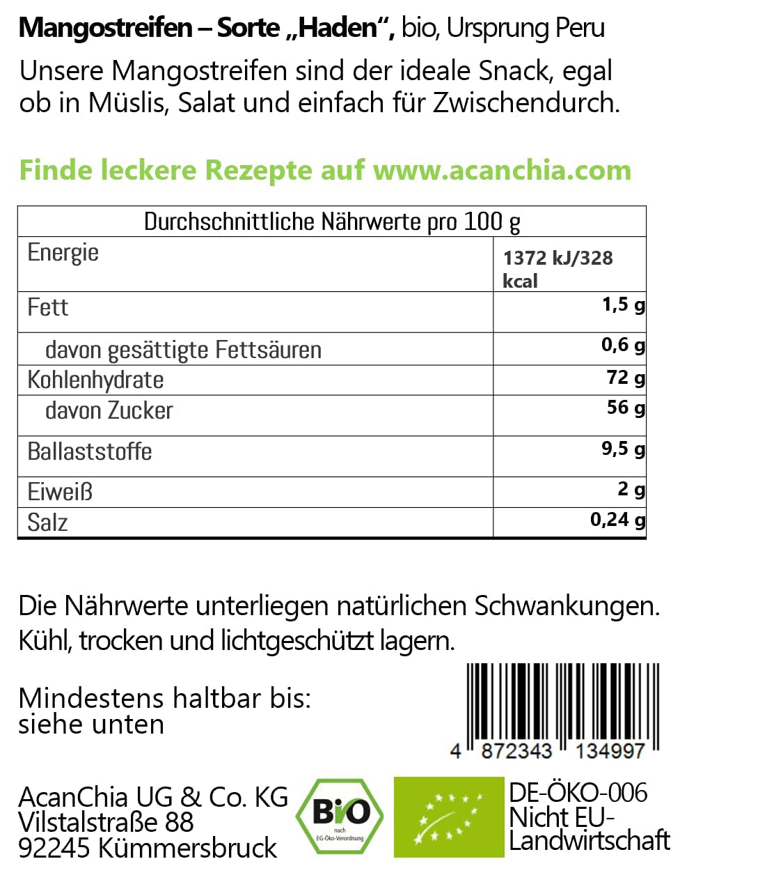 Fâșii de mango - soiul "Haden" - uscate - organice - calitatea alimentelor crude - 400 g Produse deshidratate Naty Shop