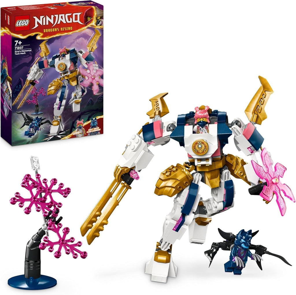 LEGO NINJAGO Mech-ul tehnologic al lui Sora, jucărie cu figurine de acțiune pentru copii, set ninja cu figurine, inclusiv Sora, mech pentru personalizare, cadou pentru băieți și fete cu vârsta de 7+ 71807 Seturi de constructie Besuche den LEGO-Store Singur