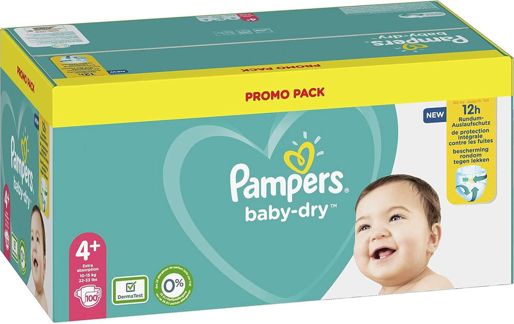 Pampers (klassische Version), Windeln für Babys Größe 4+ (10-15 kg), 100 Stück Mutter und Kind Naty Shop