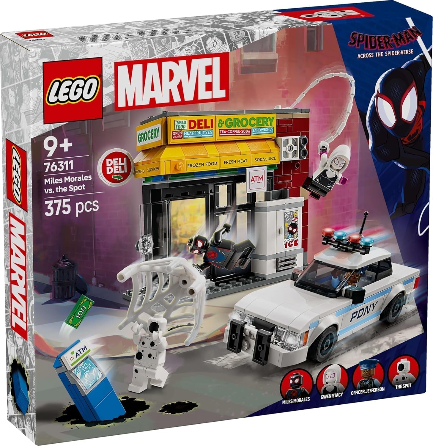 LEGO Marvel Spider-Verse: Miles Morales Vs. Spot – Superhelden-Spielset mit Spielzeugauto – 4 Minifiguren und Minimarkt – Geschenk für Jungen und Mädchen ab 9 Jahren. 76311 Bausets. Besuchen Sie den LEGO-Store