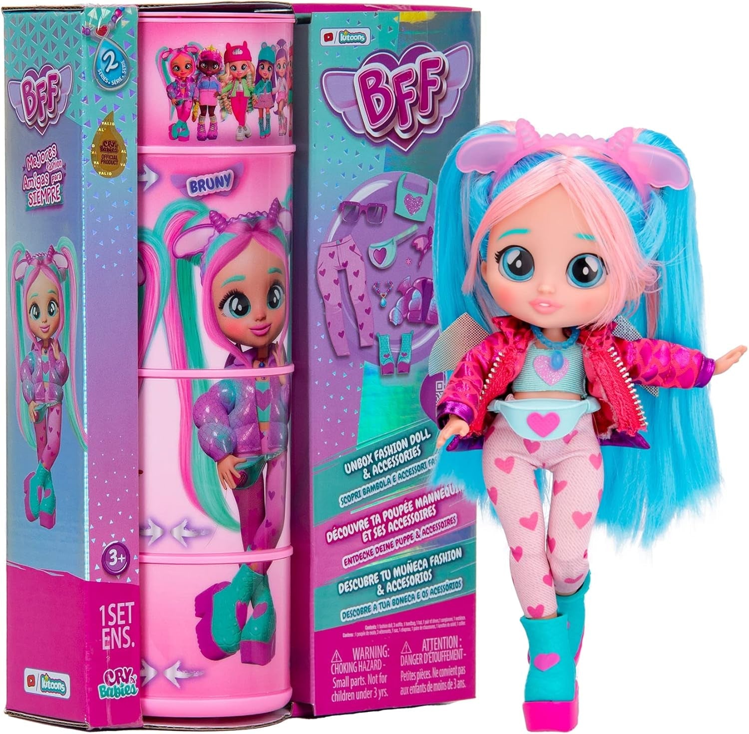 S2 Hannah Modepuppe mit Langen Haaren, Stoffkleidung und 10 Accessoires – Spielzeuggeschenk für Mädchen und Jungen + 5 Jahre