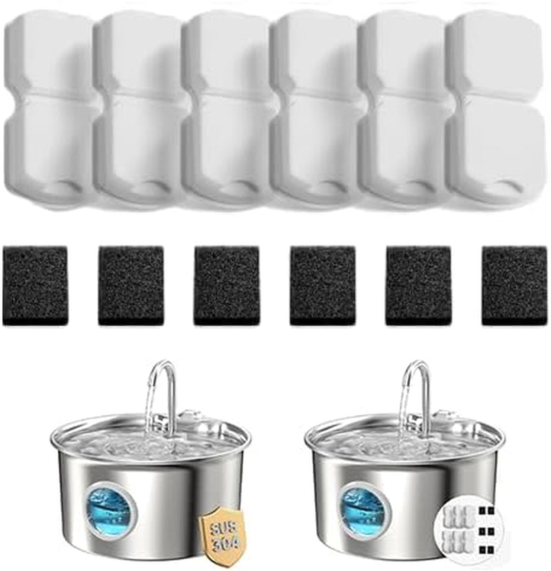 Katzenbrunnen Edelstahl Trinkbrunnen für Katze: Katzen Trinkbrunnen Leise - 2.6L Automatic Katzentrinkbrunnen mit Wasserstandsfenster - Haustierbrunnen für Kleine Hunde - Mehrschichtiges Filtersystem