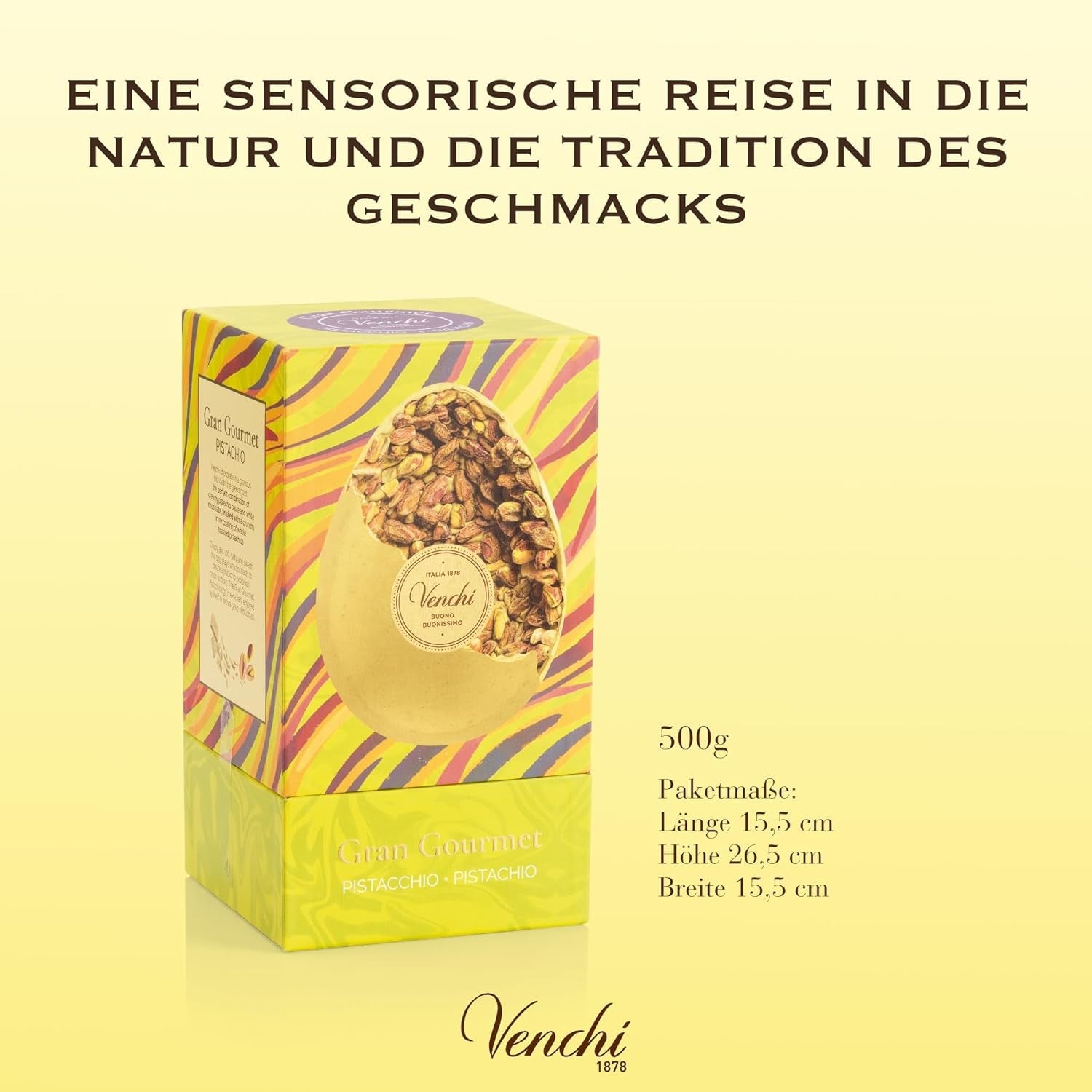 Venchi - Ou de ciocolată, aromă de fistic, cu fistic întreg, cu surpriză, fără gluten, 500g, colecție de Paște, idee de cadou