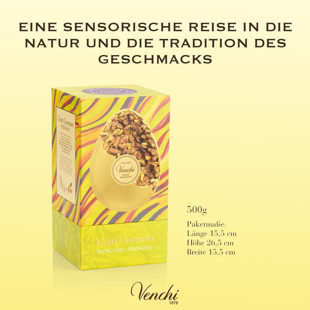 Venchi - Ou de ciocolată, aromă de fistic, cu fistic întreg, cu surpriză, fără gluten, 500g, colecție de Paște, idee de cadou