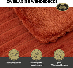 Gözze - Pătură confortabilă și moale în aspect corduroy, 1620G/bucata, 150 X 200 Cm - scorțișoară Paturi si Cuverturi Besuche den GÃ¶zze-Store