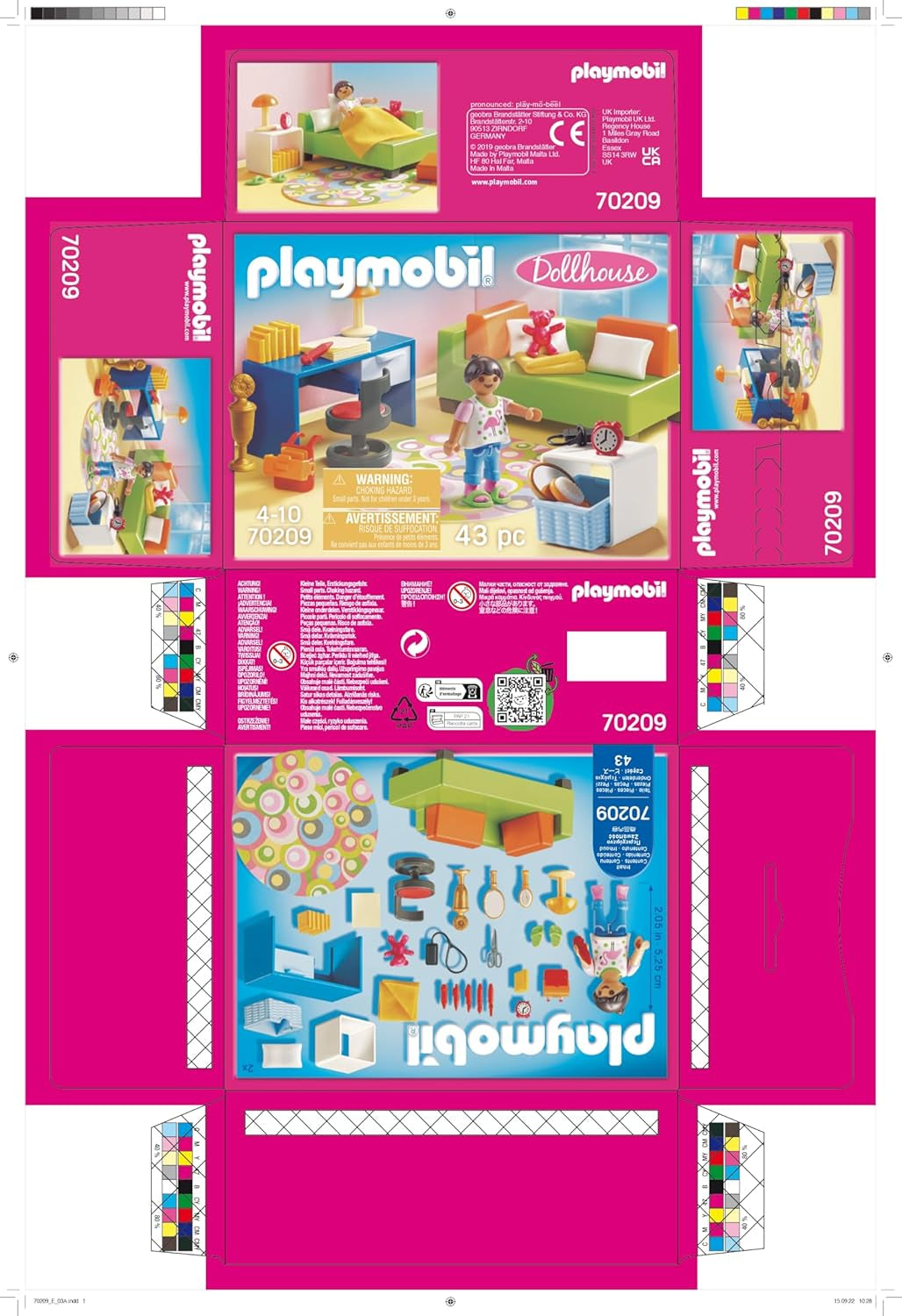 Casă de păpuși PLAYMOBIL 70209 Cameră de tineret cu figurină de fată și accesorii, de la 4 ani Casute de papusi Naty Shop
