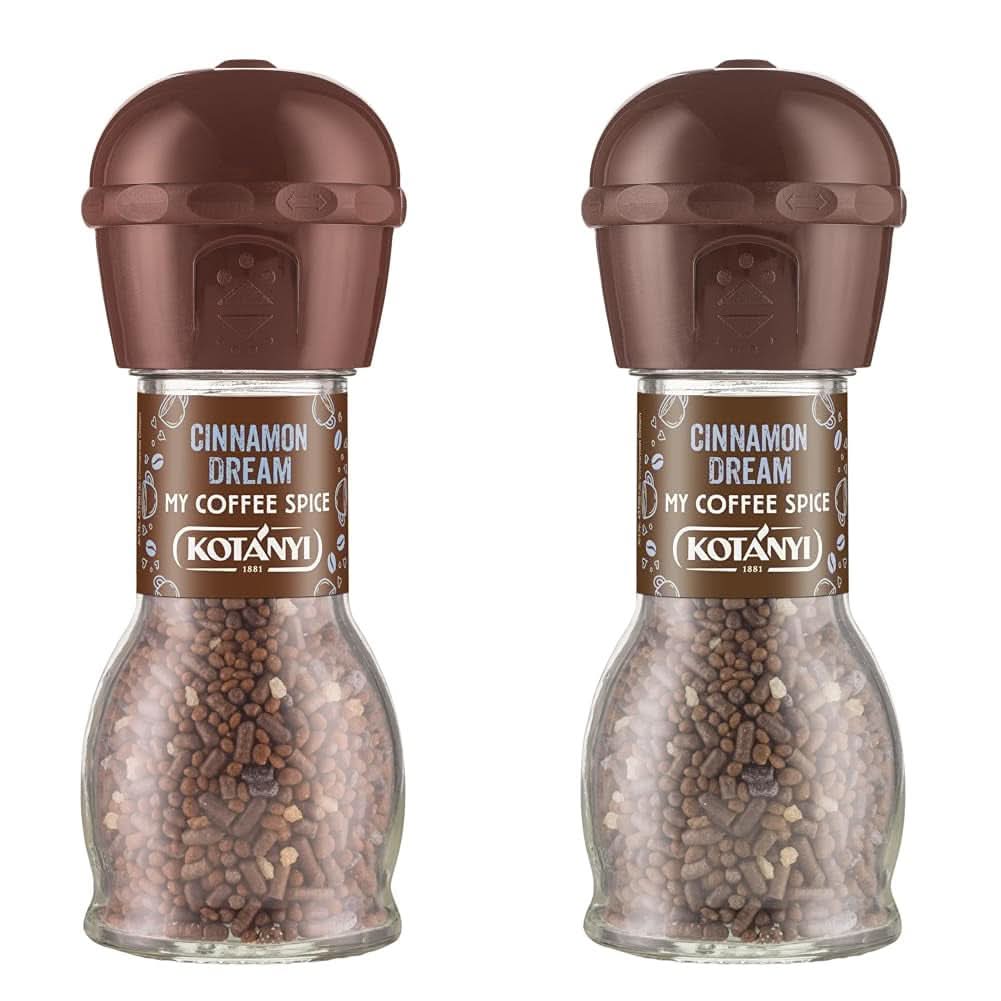 Topping für Kaffee Kotanyi Cacao Kiss | Wunderbare Schokolade mit feinen Schokoladenstückchen, 4er Pack (4 x 63 Gramm) Naty Shop Cinnamon Dream 2 x 52 Gramm