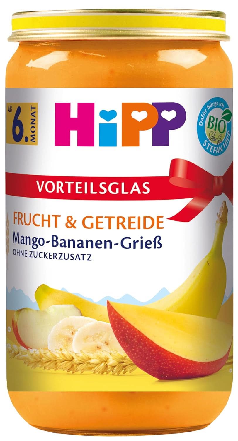 Hipp Birnen-Bananen mit Keksen, 6er Pack (6 x 190 Gramm) Mutter und Kind Naty Shop 6 x 250 Gramm Mango-Bananen-Grütze