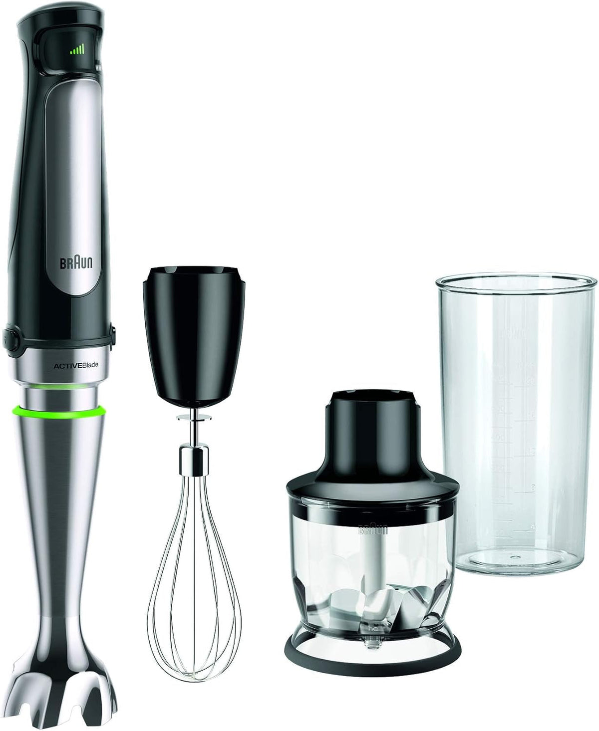 Braun Household Hogar Multiquick 7 Mixer, Spritzschutz, Spülmaschinenfest, Bpa-Frei, 600 Ml, Zerkleinerer 500 Ml, Eisklinge, MQ 7035XBI, 1000 W, Schwarz, MQ7035XBI Kitchen Naty Shop Modell 2019 7025 | 3 Zubehör