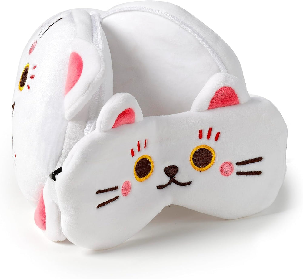 Pernă de călătorie cu mască Relaxeazzz - Maneki Neko pisica norocos farmec Perne calatorie Naty Shop