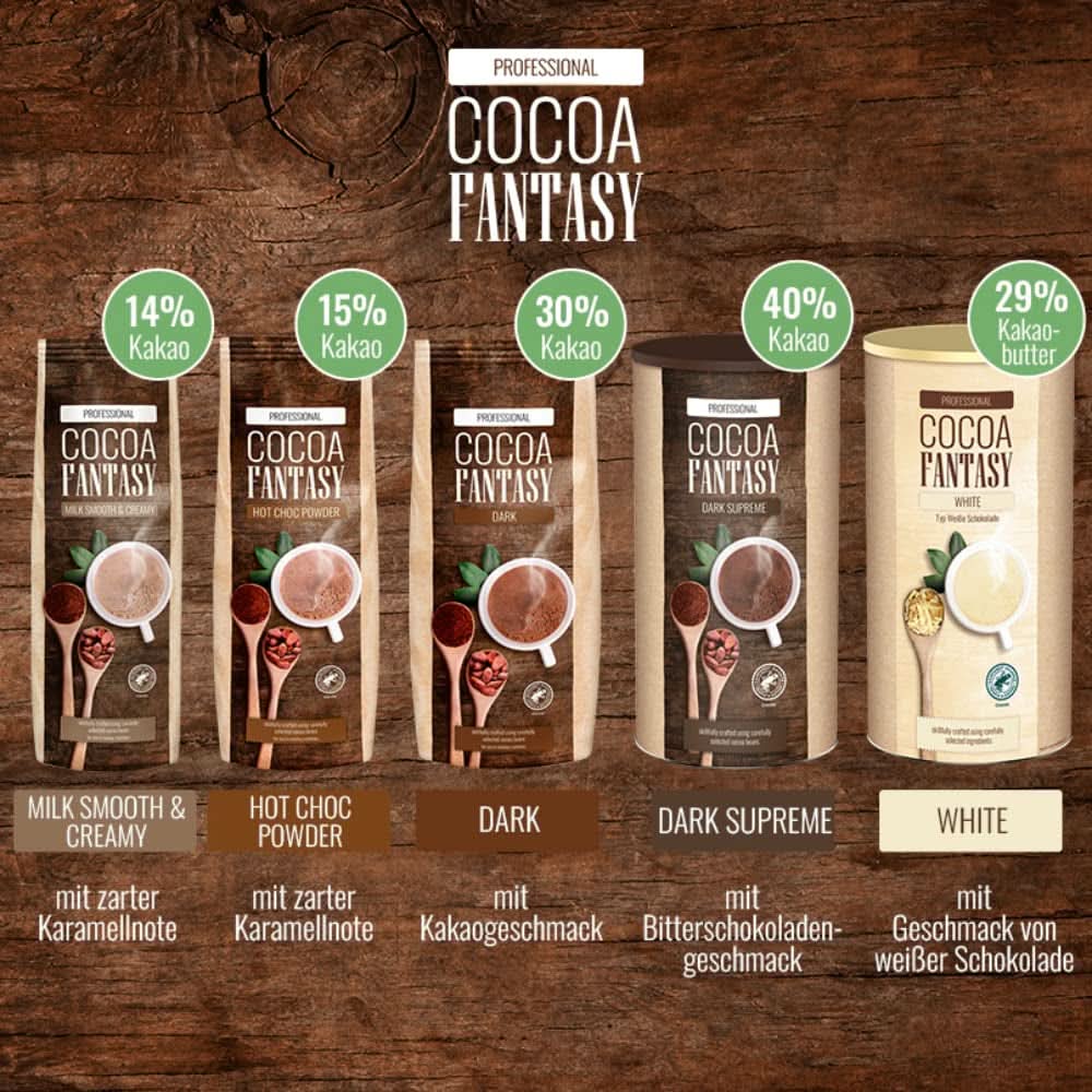 Cocoa Fantasy Hot Choc Powder, 1 kg Kakaopulver für heiße Schokolade, 15 % Kakaoanteil Naty Shop