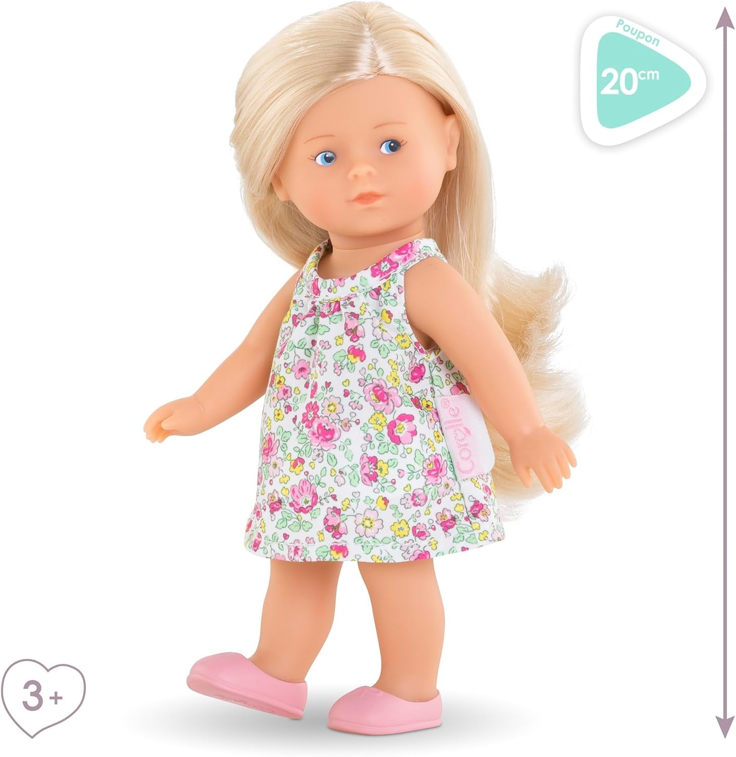 Les Trendies Corolline Rosy Miniwelt Set, Vollvinylpuppe mit langem Haar, Bürste, extra Outfit in Geschenkbox, 4 Teile, Vanilleduft, 20cm, ab 3 Jahren
