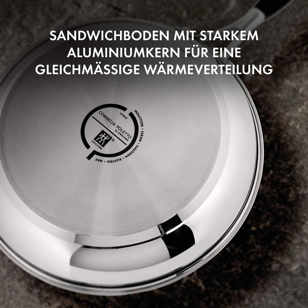 Tigăi ZWILLING CORNELIA POLETTO, cu strat antiaderent în 4 straturi cu particule de diamant, oțel inoxidabil 18/10, pentru toate tipurile de plită, inclusiv inducție Oale si Tigai Naty Shop