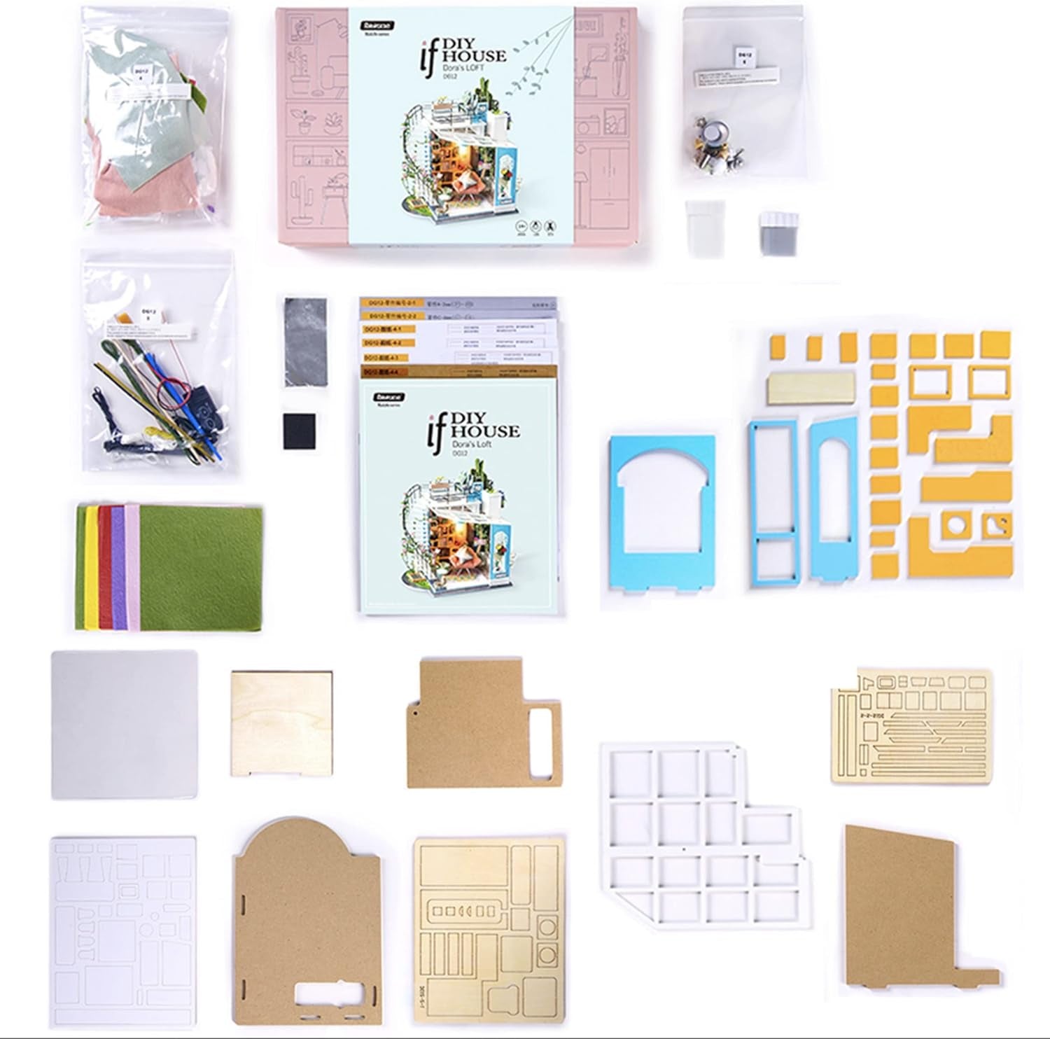 Robotime DG12 Rolife Dora'S Loft Miniatur-Puppenhaus aus Holz, Metall, Stoff und Pappe, Größe: 23 x 16 x 26 cm, 248 Teile Puppenhäuser Naty Shop