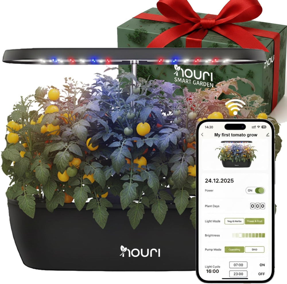 Nouri 7 Pod + Busuioc Heirloom | Grădină inteligentă pentru bucătari de acasă | Sistem de creștere hidroponică | Lumini LED de creștere | Kit de grădinărit cu plante aromatice de interior pentru iubitorii de plante și grădinari, Alb